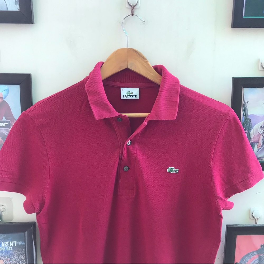 Maroon Lacoste polo tee (S) - Picture 3 of 6